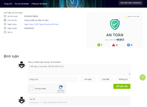 tinh nang giup nguoi dung tra cuu so tai khoan ngan hang lua dao