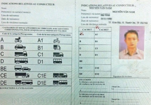 Vi vu cùng giấy phép lái xe quốc tế