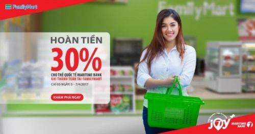 Hoàn tiền 30% khi sử dụng thẻ Quốc tế Maritime Bank