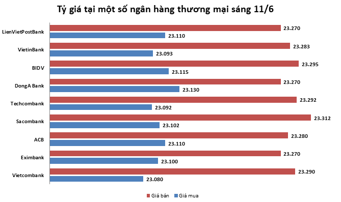 Tỷ giá ngày 11/6: Nhích nhẹ ty gia ngay 116 nhich nhe