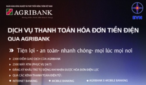 Thanh toán hóa đơn tiền điện dễ dàng hơn với dịch vụ của Agribank Thanh toán hóa đơn tiền điện dễ dàng hơn với dịch vụ của Agribank