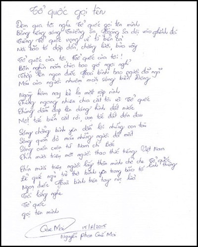 Tổ quốc luôn gọi tên chúng ta