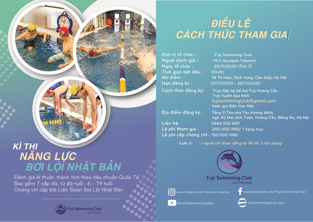 to chuc thi cap chung chi boi theo tieu chuan cua lien doan boi loi nhat ban